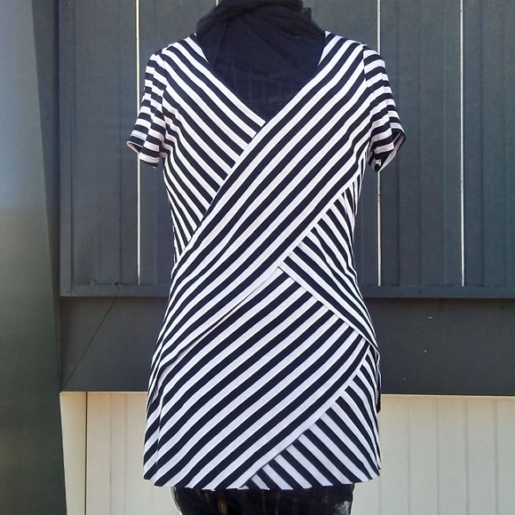 PLEIONE mini dress black and white stripes XS - Picture 2 of 7